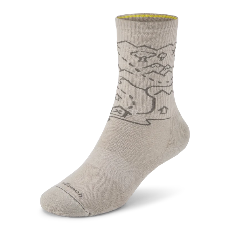 Anytime Crew Sock - Rugged Beige (Hazy Pine) - NZ Map