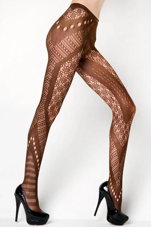 Chevron and Floral Cut Out Net Tights