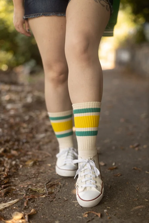 Carol Teal Retro Gym Crew Socks