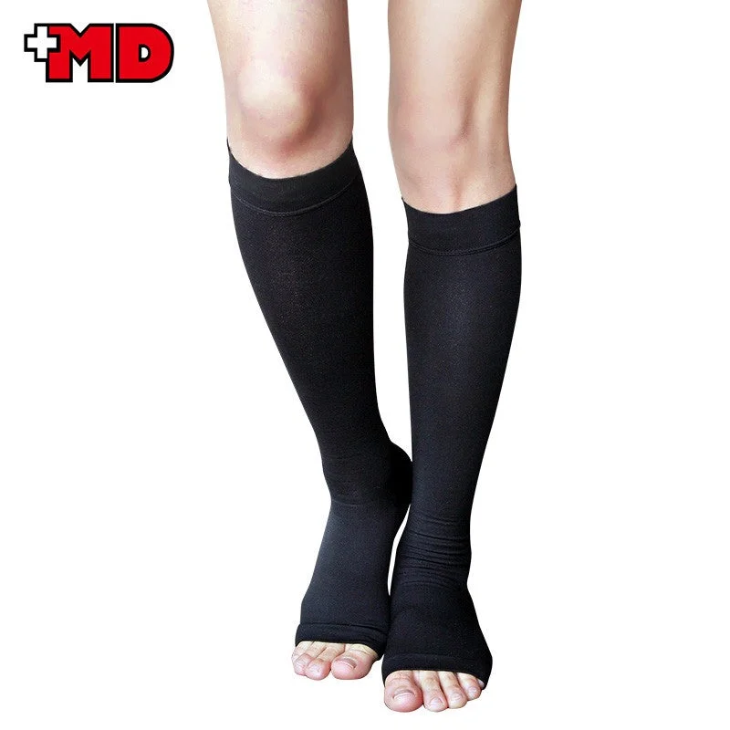 MD 23-32mmHg Microfiber Opaque Compression Stockings Open-Toe Firm Support