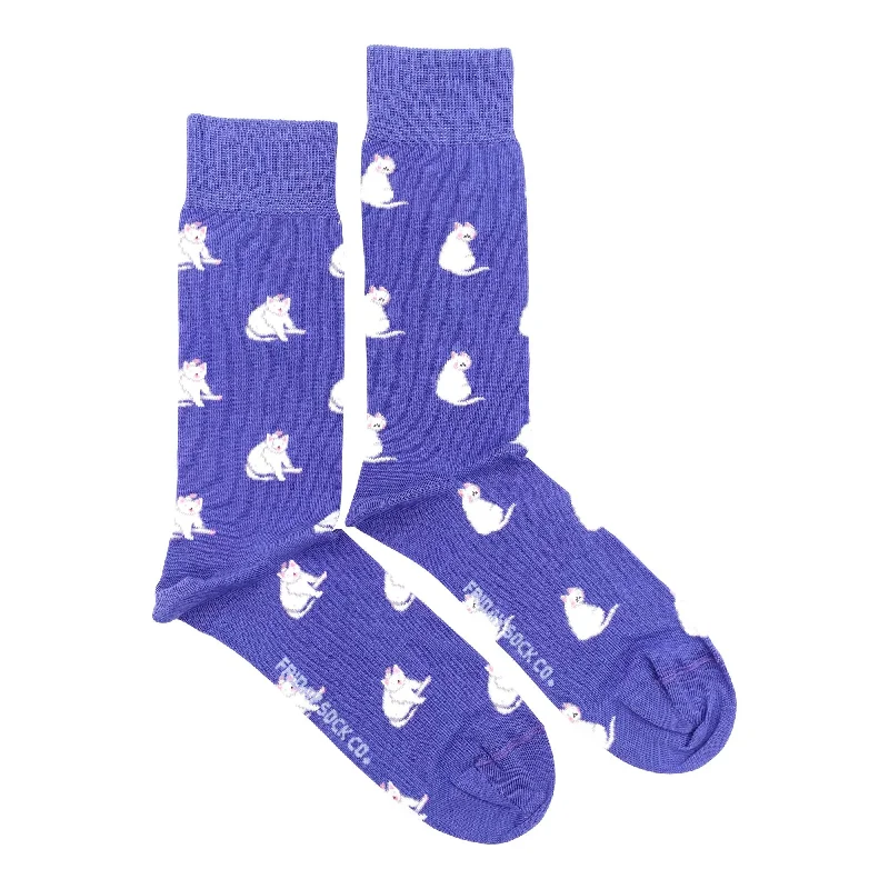 Men's White Cat Socks