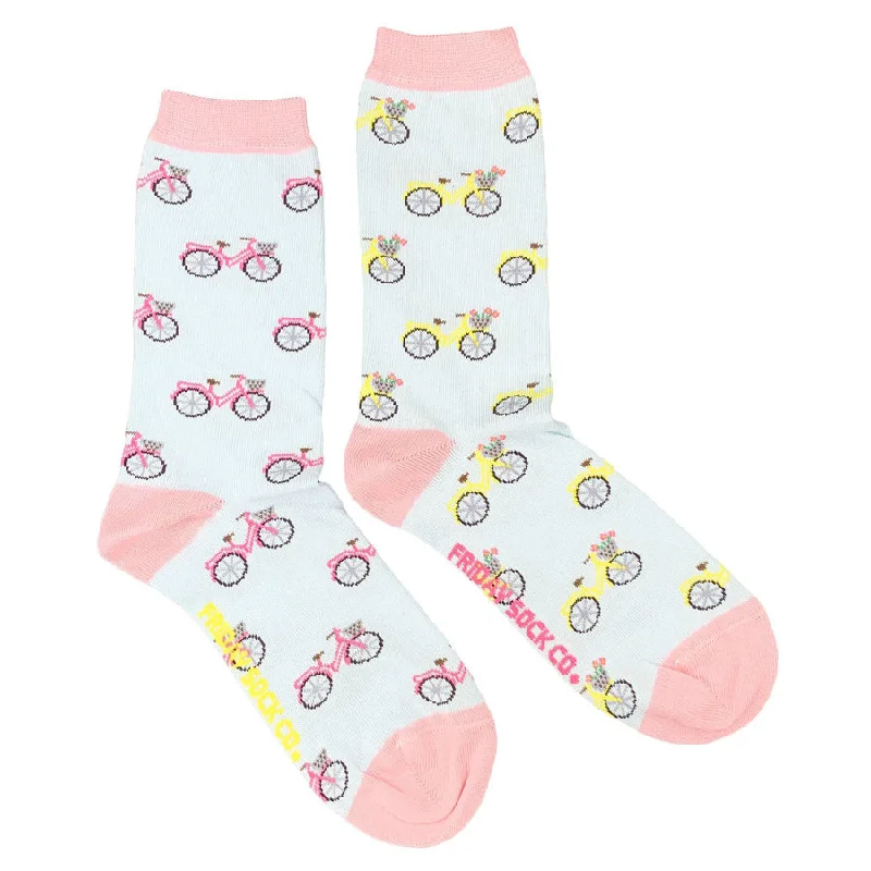 Women's Pink and Yellow Bicycle Socks