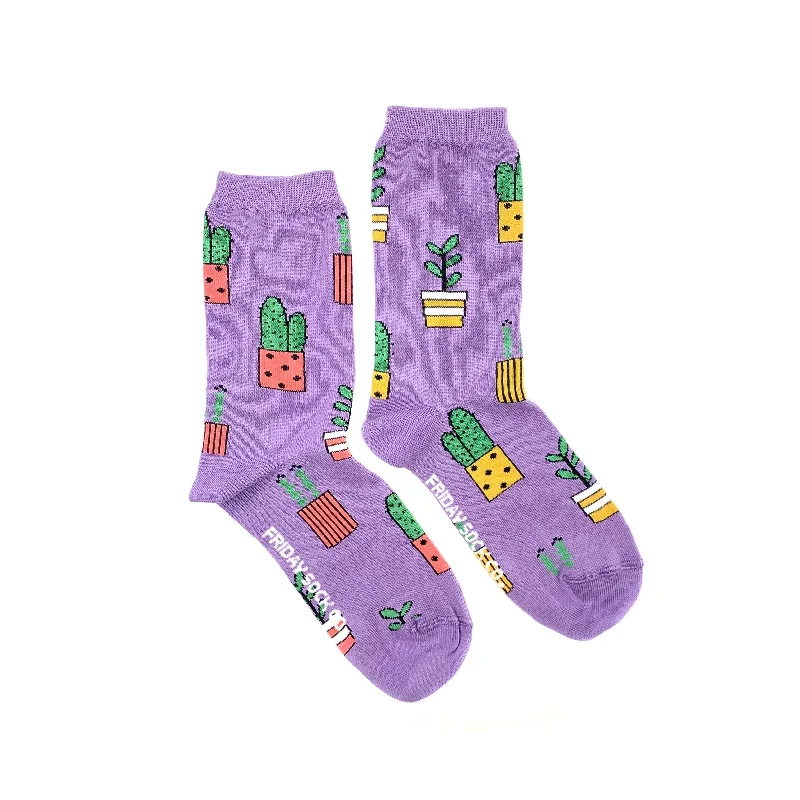 Women's Purple Potted Plant Socks