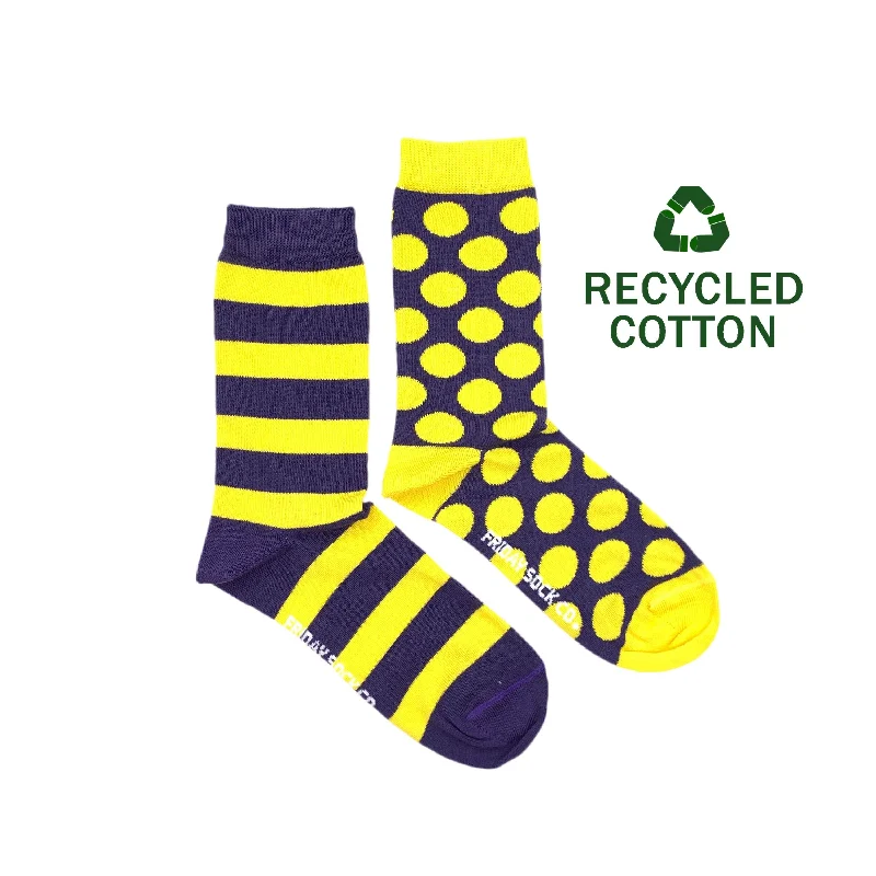 Women's Recycled Cotton Purple & Yellow Stripe & Dot Socks