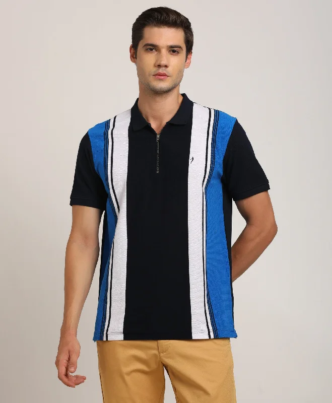 Men Color Block Polo T-Shirt