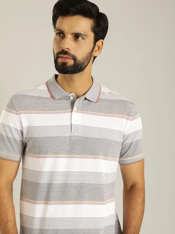 Men Striped Polo T-Shirt