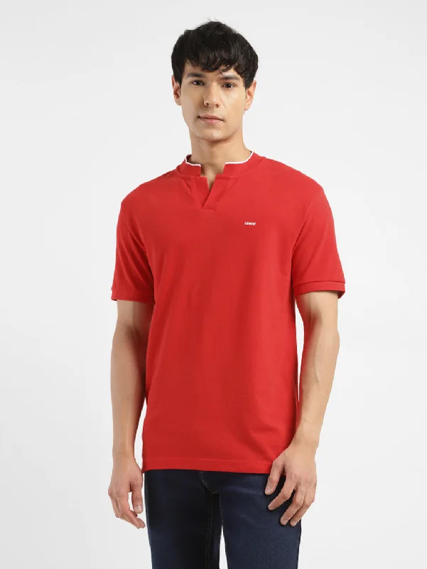 Men's Solid Slim Fit Henley Neck T-Shirt