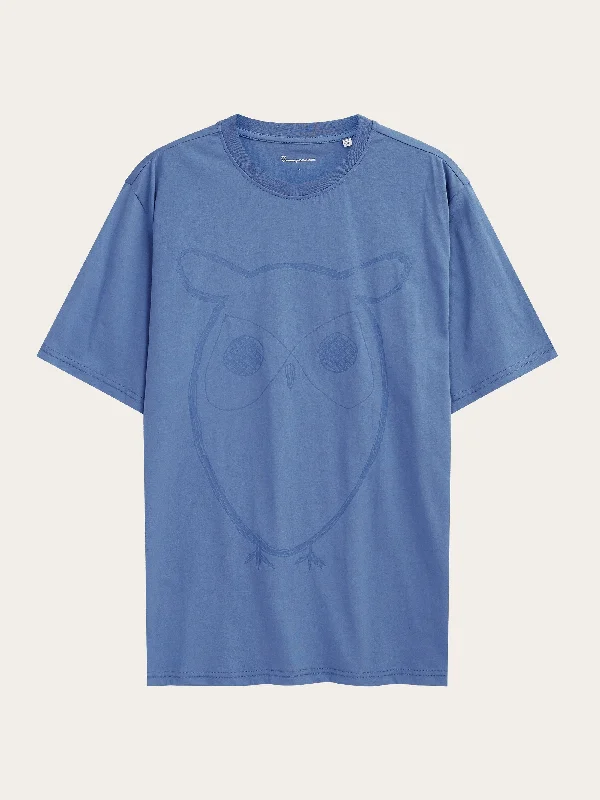 Regular big owl front print t-shirt - GOTS - Moonlight Blue