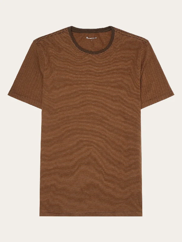 Regular fit Striped basic tee - Dark Brown Stripe