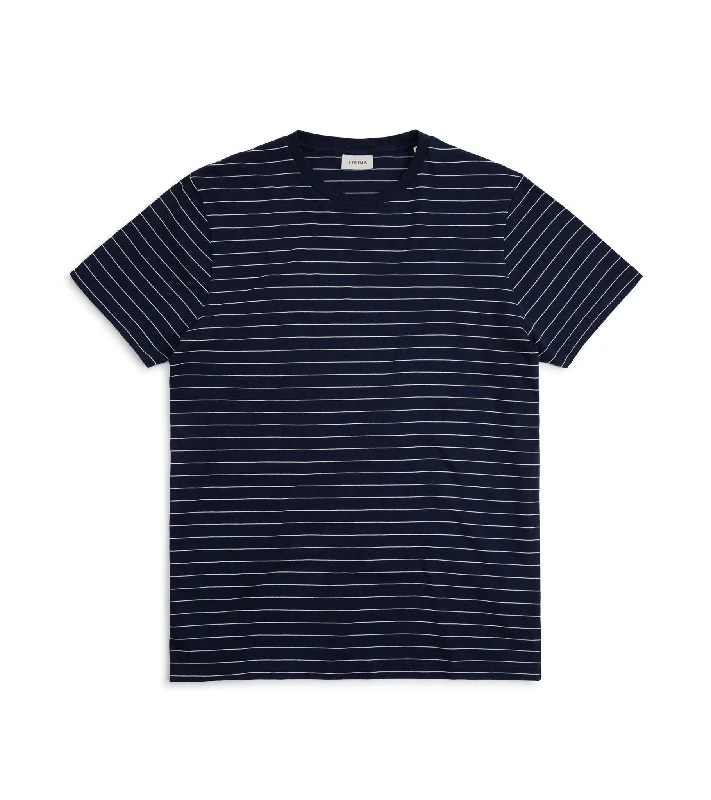 Trunk York Organic Cotton Fine Stripe T-Shirt: Navy