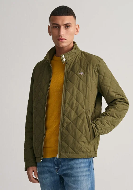 Gant Diamond Quilted Jacket, Juniper Green