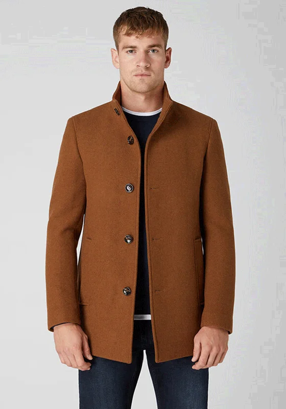 Remus Uomo Jonah Wool-Blend Tailored Coat, Tan