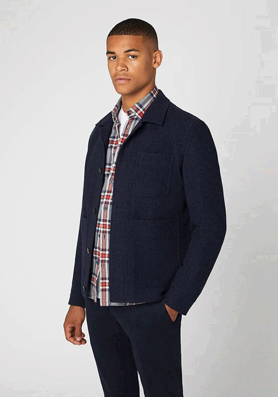 Remus Uomo Scott Wool Overshirt, Navy