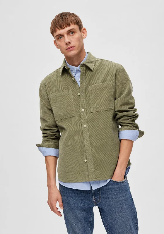 Selected Homme Finn Cord Overshirt, Vetiver